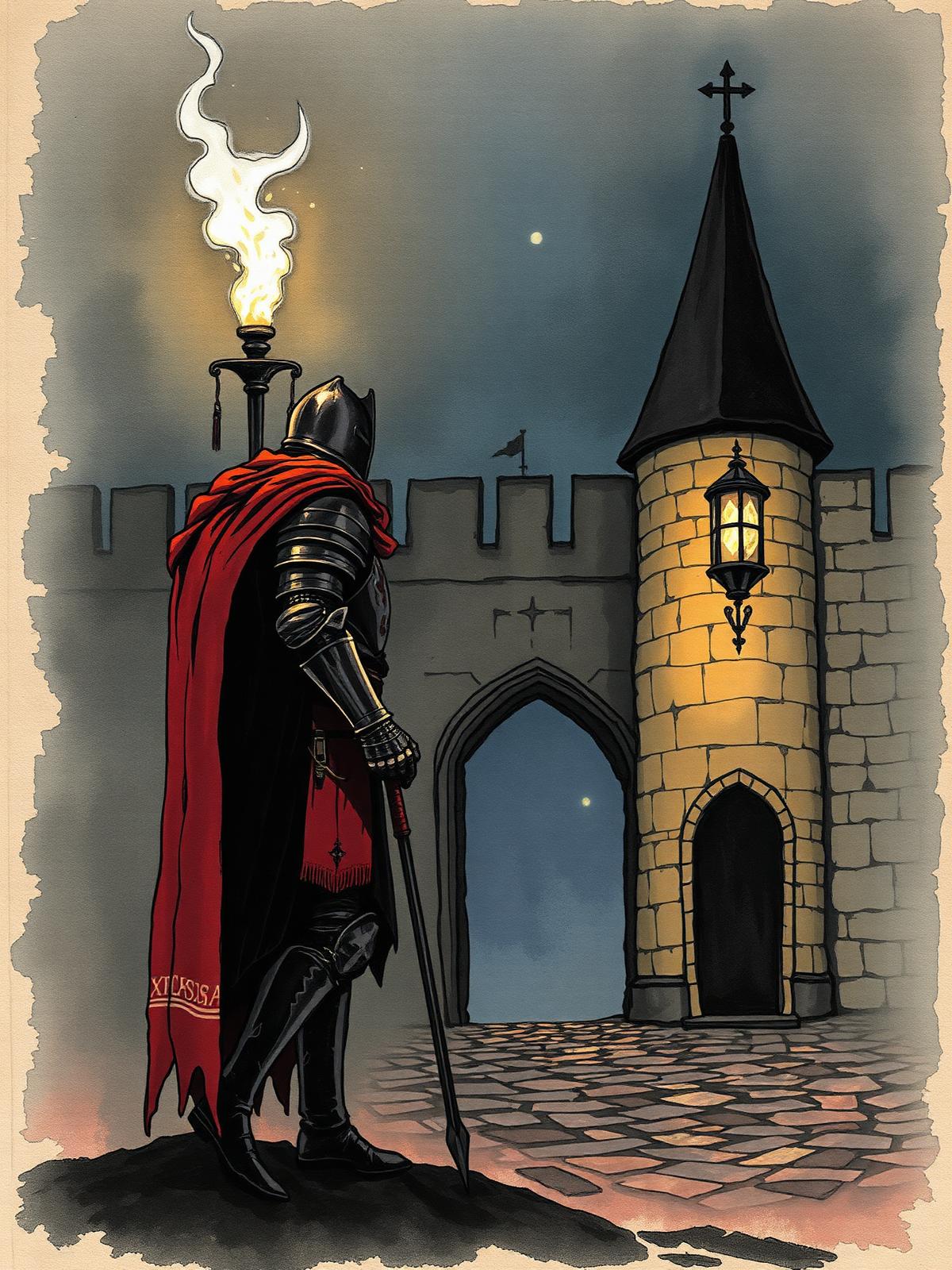 A knight standing guard